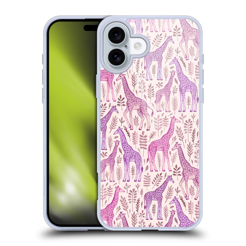 Micklyn Le Feuvre Wildlife Pink Giraffes Soft Gel Case for Apple iPhone 16 Plus