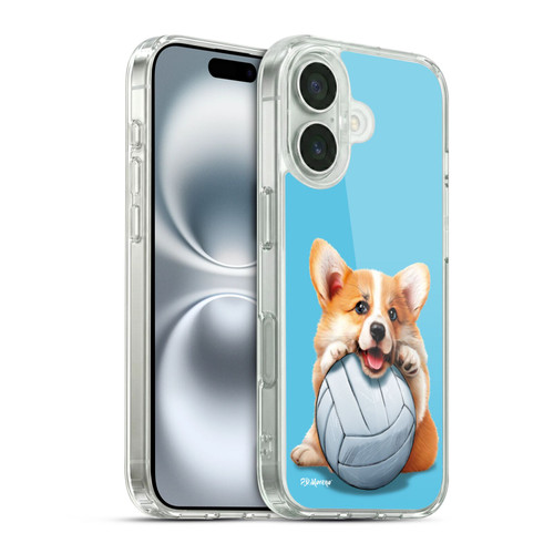 P.D. Moreno Sport Puppies Corgi Volleyball Soft Gel Case for Apple iPhone 16 & MagSafe