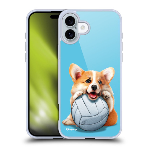 P.D. Moreno Sport Puppies Corgi Volleyball Soft Gel Case for Apple iPhone 16 Plus