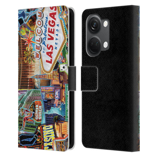 P.D. Moreno Cities Las Vegas 1 Leather Book Wallet Case Cover For OnePlus Nord 3 5G