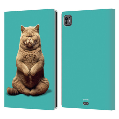 P.D. Moreno Furry Fun Artwork Sitting Cat Leather Book Wallet Case Cover For Apple iPad Pro 11 M4 2024