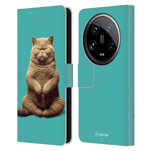 P.D. Moreno Furry Fun Artwork Sitting Cat Leather Book Wallet Case Cover For Xiaomi 14 Ultra