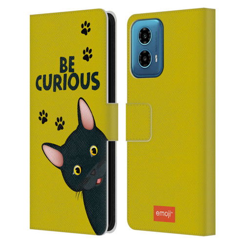 emoji® Cats Curious Leather Book Wallet Case Cover For Motorola Moto G34 5G