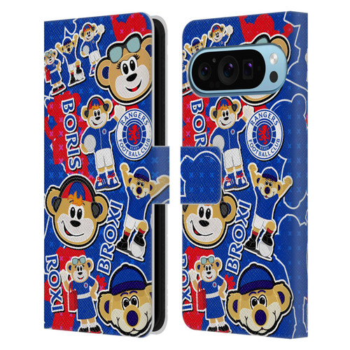 Rangers FC Crest Mascot Sticker Collage Leather Book Wallet Case Cover For Google Pixel 9 / Pixel 9 Pro