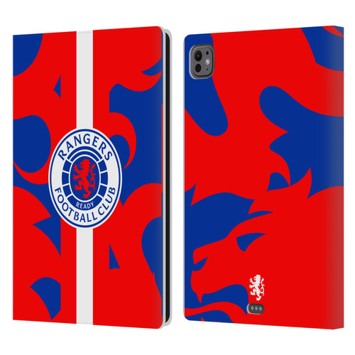 Rangers FC Crest Lion Rampant Pattern Leather Book Wallet Case Cover For Apple iPad Pro 11 M4 2024