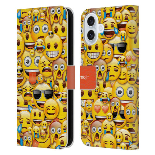 emoji® Full Patterns Smileys Leather Book Wallet Case Cover For Apple iPhone 16 Plus