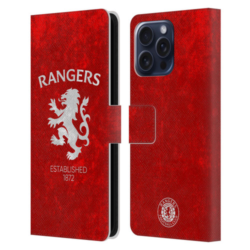 Rangers FC Crest Lion Rampant Leather Book Wallet Case Cover For Apple iPhone 16 Pro Max