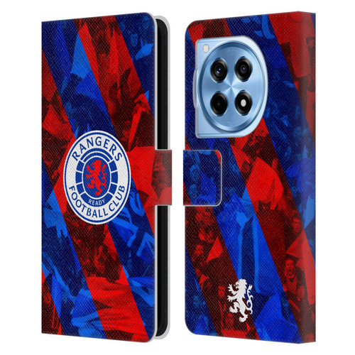 Rangers FC Crest Stadium Stripes Leather Book Wallet Case Cover For OnePlus 12R