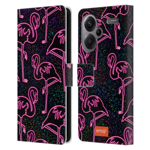emoji® Neon Flamingo Leather Book Wallet Case Cover For Xiaomi Redmi Note 13 Pro Plus 5G