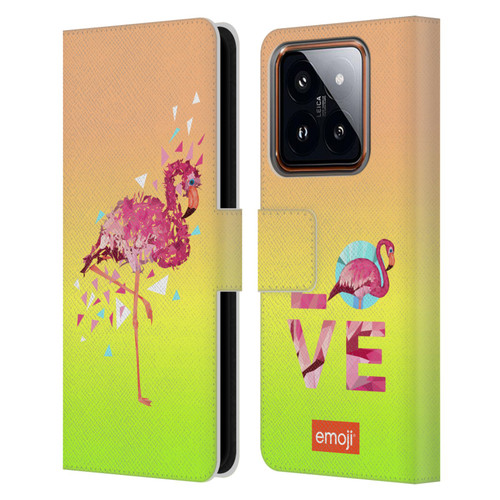 emoji® Polygon Flamingo Leather Book Wallet Case Cover For Xiaomi 14