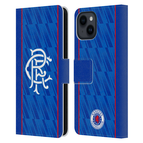 Rangers FC 2024/25 Kit Home Leather Book Wallet Case Cover For Apple iPhone 15