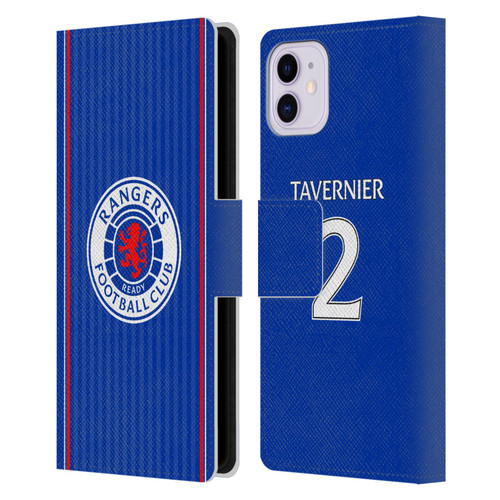 Rangers FC 2023/24 Players Home Kit James Tavernier Leather Book Wallet Case Cover For Apple iPhone 11