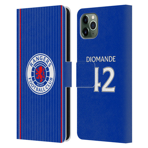 Rangers FC 2023/24 Players Home Kit Mohamed Diomande Leather Book Wallet Case Cover For Apple iPhone 11 Pro Max