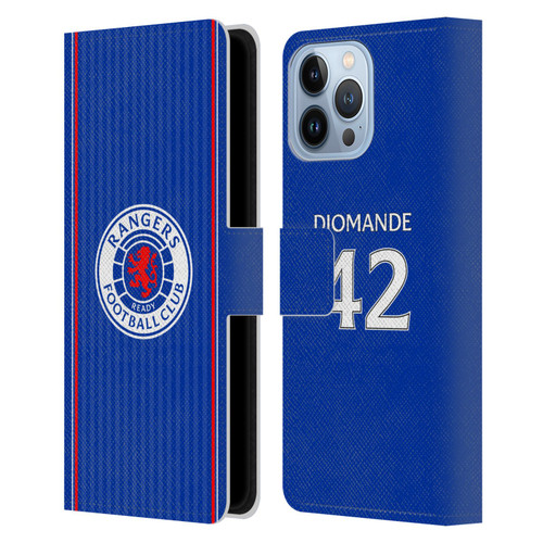 Rangers FC 2023/24 Players Home Kit Mohamed Diomande Leather Book Wallet Case Cover For Apple iPhone 13 Pro Max