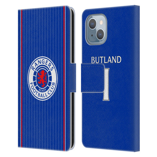 Rangers FC 2023/24 Players Home Kit Jack Butland Leather Book Wallet Case Cover For Apple iPhone 14