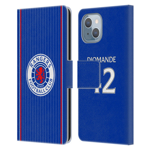 Rangers FC 2023/24 Players Home Kit Mohamed Diomande Leather Book Wallet Case Cover For Apple iPhone 14