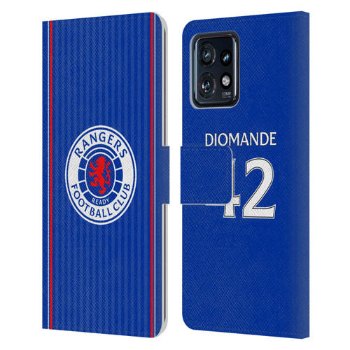 Rangers FC 2023/24 Players Home Kit Mohamed Diomande Leather Book Wallet Case Cover For Motorola Moto Edge 40 Pro