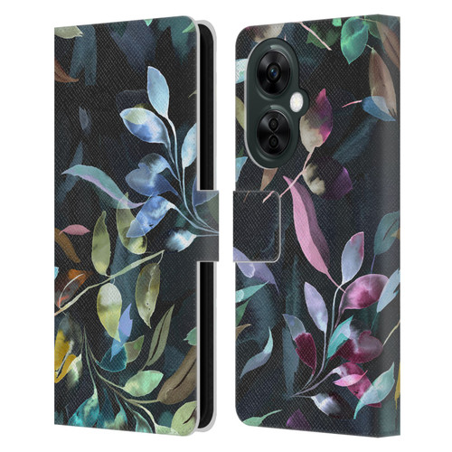 Ninola Botanical Patterns Watercolor Mystic Leaves Leather Book Wallet Case Cover For OnePlus Nord CE 3 Lite 5G