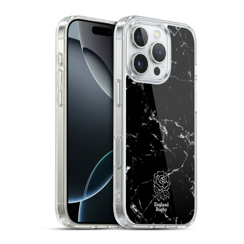 England Rugby Union Marble Black Soft Gel Case for Apple iPhone 16 Pro & MagSafe