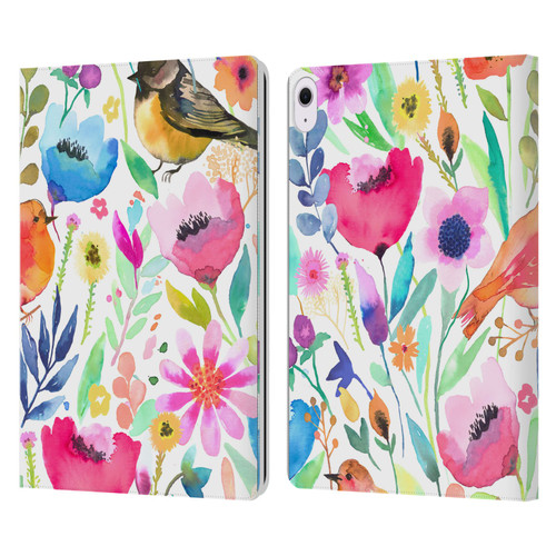 Ninola Summer Patterns Whimsical Birds Leather Book Wallet Case Cover For Apple iPad Air 13 2024