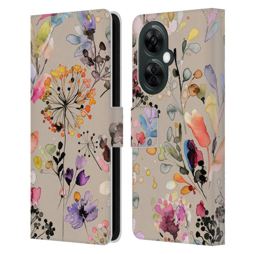 Ninola Wild Grasses Beige Leather Book Wallet Case Cover For OnePlus Nord CE 3 Lite 5G