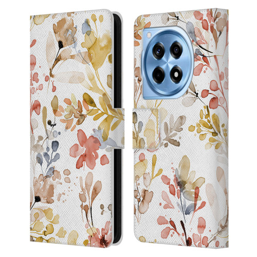 Ninola Wild Grasses Gold Plants Leather Book Wallet Case Cover For OnePlus 12R