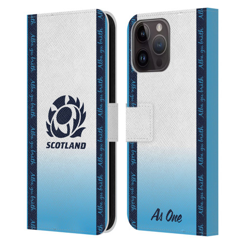 Scotland Rugby 2024/25 Crest Kit Away Leather Book Wallet Case Cover For Apple iPhone 15 Pro Max