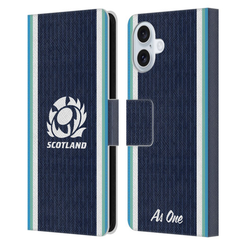 Scotland Rugby 2024/25 Crest Kit Home Leather Book Wallet Case Cover For Apple iPhone 16 Plus