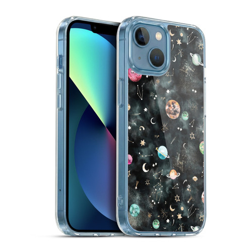 Ninola Watercolor Patterns Space Galaxy Planets Soft Gel Case for Apple iPhone 13 Mini & MagSafe