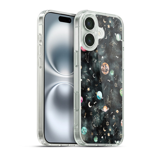 Ninola Watercolor Patterns Space Galaxy Planets Soft Gel Case for Apple iPhone 16 Plus & MagSafe
