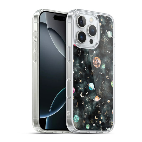 Ninola Watercolor Patterns Space Galaxy Planets Soft Gel Case for Apple iPhone 16 Pro & MagSafe