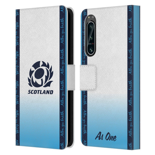 Scotland Rugby 2024/25 Crest Kit Away Leather Book Wallet Case Cover For Sony Xperia 5 IV