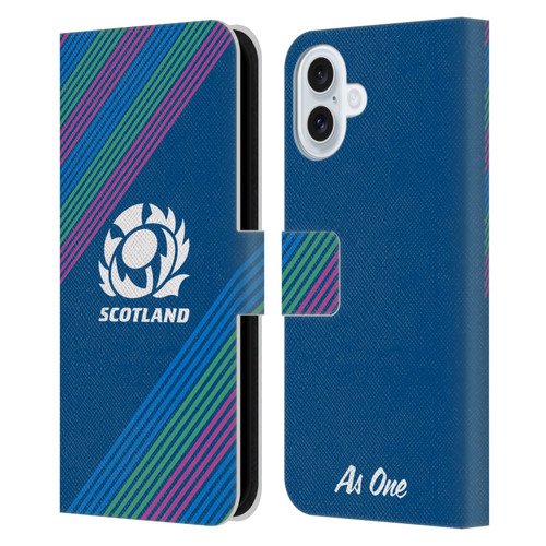 Scotland Rugby Graphics Stripes Leather Book Wallet Case Cover For Apple iPhone 16 Plus