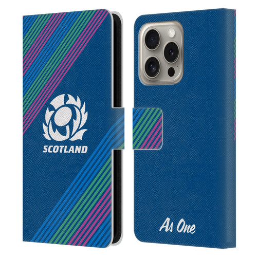 Scotland Rugby Graphics Stripes Leather Book Wallet Case Cover For Apple iPhone 16 Pro