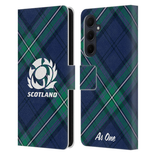 Scotland Rugby Graphics Tartan Oversized Leather Book Wallet Case Cover For Samsung Galaxy A35 5G