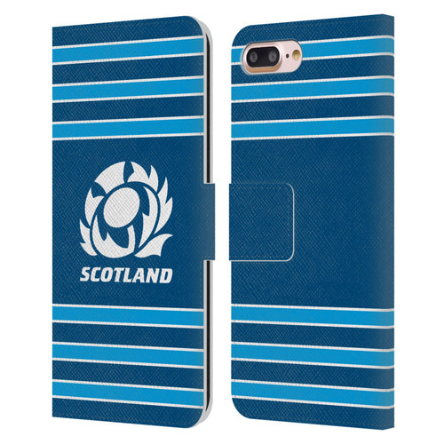Scotland Rugby Logo 2 Stripes Leather Book Wallet Case Cover For Apple iPhone 7 Plus / iPhone 8 Plus
