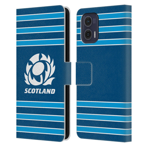 Scotland Rugby Logo 2 Stripes Leather Book Wallet Case Cover For Motorola Moto G73 5G