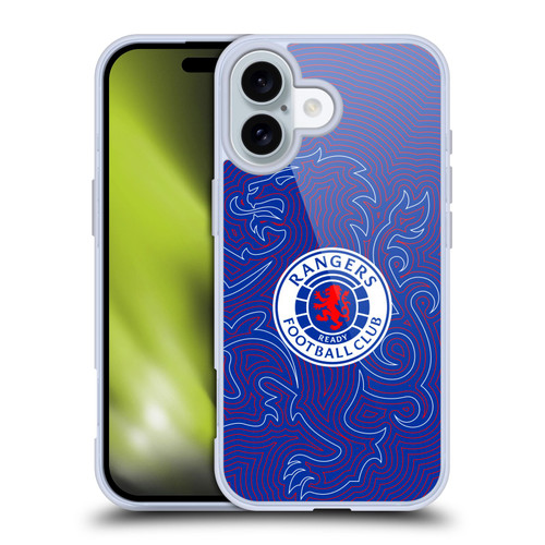 Rangers FC Crest Lion Pinstripes Pattern Soft Gel Case for Apple iPhone 16 & MagSafe