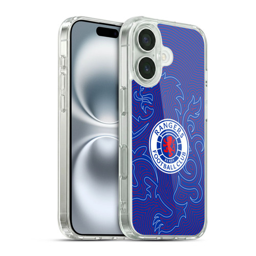 Rangers FC Crest Lion Pinstripes Pattern Soft Gel Case for Apple iPhone 16 & MagSafe