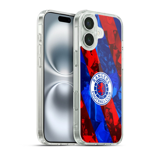 Rangers FC Crest Stadium Stripes Soft Gel Case for Apple iPhone 16 Plus & MagSafe