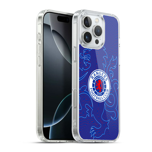 Rangers FC Crest Lion Pinstripes Pattern Soft Gel Case for Apple iPhone 16 Pro Max & MagSafe