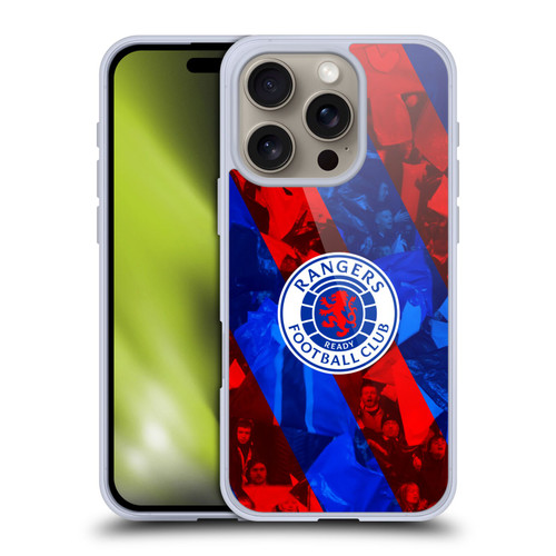 Rangers FC Crest Stadium Stripes Soft Gel Case for Apple iPhone 16 Pro & MagSafe