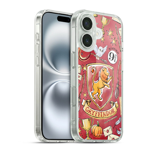Harry Potter Deathly Hallows XIII Gryffindor Pattern Soft Gel Case for Apple iPhone 16 & MagSafe