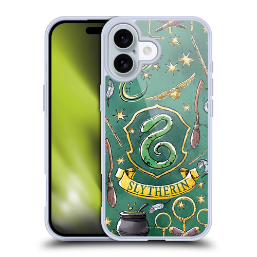 Harry Potter Deathly Hallows XIII Slytherin Pattern Soft Gel Case for Apple iPhone 16