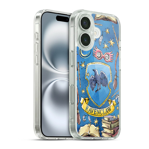 Harry Potter Deathly Hallows XIII Ravenclaw Pattern Soft Gel Case for Apple iPhone 16 & MagSafe
