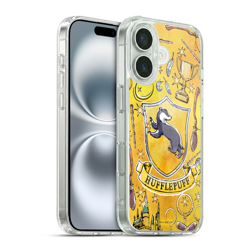 Harry Potter Deathly Hallows XIII Hufflepuff Pattern Soft Gel Case for Apple iPhone 16 & MagSafe