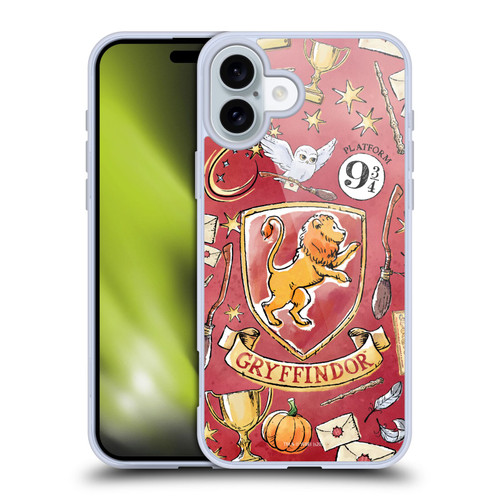 Harry Potter Deathly Hallows XIII Gryffindor Pattern Soft Gel Case for Apple iPhone 16 Plus