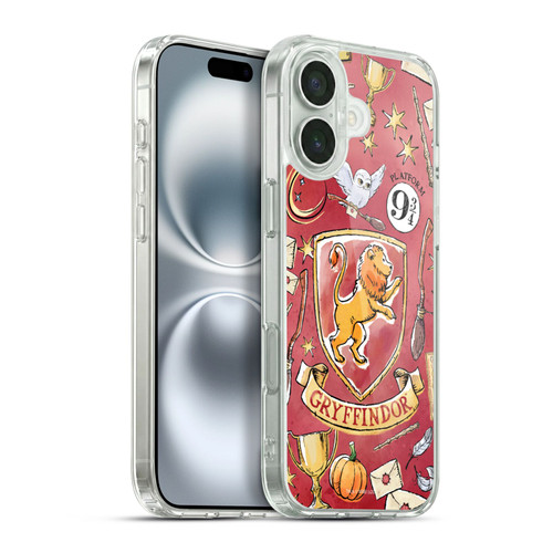 Harry Potter Deathly Hallows XIII Gryffindor Pattern Soft Gel Case for Apple iPhone 16 Plus & MagSafe