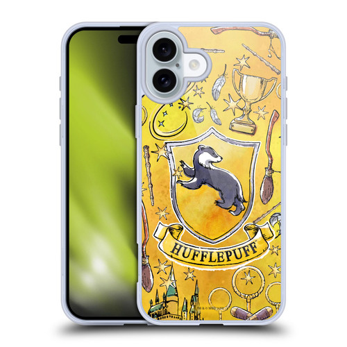 Harry Potter Deathly Hallows XIII Hufflepuff Pattern Soft Gel Case for Apple iPhone 16 Plus