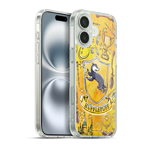 Harry Potter Deathly Hallows XIII Hufflepuff Pattern Soft Gel Case for Apple iPhone 16 Plus & MagSafe
